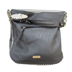 Jessica Simpson Camille Studded Hobo Bag Charcoal Gray $108 MSRP Soft